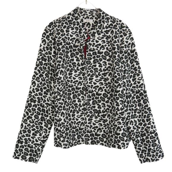 90s Erin London Vintage Jacket Black & White Cheetah Leopard Print Jacket Large - Picture 7 of 7